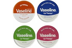 Vaseline Lip Therapy Baume pour les lèvres - 20 g - Beurre de cacao, aloès, Rosy Lips et saveur originale - Apaise les lèvres sèches (lot de 4)