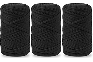 Vincona Fil tee Shirt pour Crochet 3 x 200 g, Fil Crochet, Idéal pour Crocheter des sacs, Paniers, Tentures Murales, Décoration d'intérieur et Loisirs Créatifs-Noir encre 04