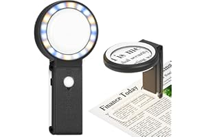Jubor Lupa ze światłem i stojakiem z 18 diodami LED, 30-krotna, 10-krotna, lupa do czytania, szkło powiększające ze światłem, przyciemniana lupa stołowa ze stojakiem dla seniorów, dzieci, jubilerów,