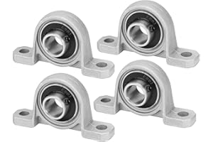 HiPicco Pillow Block Bearing, 4Pcs KP001 Flange Mounted Pillow Bearings - Bore 12mm/0.47" ID Self Alignment Zinc Alloy Plummer Block Bearing for Diameter 12mm Linear Shaft Rod