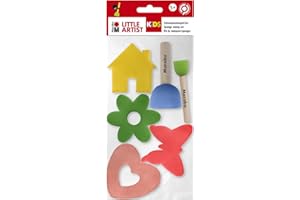 ‎MARABU Marabu KiDS Little Artist, Schwammstempel Set für Kinder ab 3 Jahren, Schaumstoff Stempel und Schablonierpinsel, inkl. 2 Stupfpinsel und 4 Malschwämmchen, 0318000000012
