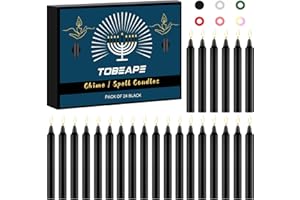 Tobeape 24 Pack Black Candles Spell Chime Candles, 4" Unscented Mini Taper Candle for Dinner Home Decor Rituals Magic Witchcraft Wiccan Altar Prayer Meditation Party