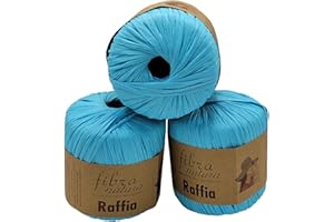 ILKADIM EXPORT 120 Gramm Fibra Natura Raffia Bast-Garn, 100% Viskose/Zellulose, Makramee Kordel Naturgarn einfarbig (türkis 116-29)