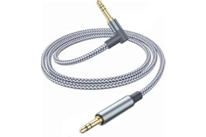 Ticenpe Cavo Aux 3.5mm 1.2M, 90 Gradi Cavo Jack 3.5 in Nylon, HiFi Stereo Cable Audio Jack per Cuffie, Smartphone, Autoradio, Hi-Fi System, TV, Laptop