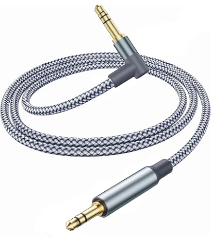 deleyCON 1,3m Cavo Audio Stereo AUX a Spirale - Jack 3,5mm Maschio a Jack 3,5mm Maschio Angolato a 90° - Connettori Dorati - Compatibile con MP3‑player, Smartphone, Tablet, TV, Hi‑Fi