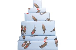 Central 23-6 Fogli di Carta Regalo - Lontra Compleanno - Carta Regalo Blu per Uomini e Donne - Amici - Riciclabile Made In UK