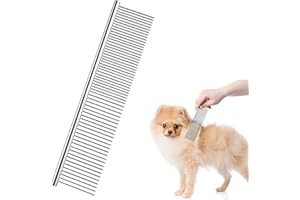 LEFEIRR Edelstahl Haustier Kamm für Hund Katze Haustierpflege Kamm zum Entfernen von Verfilzungen und Knoten, Abgerundet Zähne Hunde Kamm für Große, Mittlere und Kleine Haustiere (19 x 4 cm)