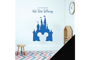 WALL DESIGNER Children Playroom Bedroom Disney Inspired Wall Sticker - We Do Disney - Castle, Mickey Mouse [XLarge] [Black]