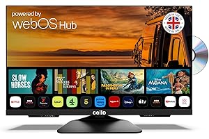 Cello C2425WSF Trav 24" 230V 12V Full HD Smart/DVD Camping Travel TV Lecteur DVD intégré sans Cadre Triple Tuner Bluetooth WebOS par LG Pitch Perfect Speaker Camping-Car Camion [2025]