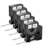 Lot De 4 Rubans D'Étiquettes 12mm X 7m - Compatible Dymo D1 Letratag - Noir Sur Blanc - Pour LabelManager 150, 160, 210D, 280, 350, 420P, LabelPoint 150, 350