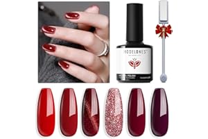 ‎MODELONES modelones UV Nagellack Rot, 6 Farben Cat Eye Rot Glitzer Burgunder Dunkel Gellack Nagellack mit Magnet, Gel Polish Set Gelnägel Set Soak Off Manicure Nail Art Salon DIY