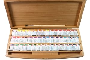 HONSELL White Nights 80105 Lot de 48 peintures aquarelles Russes dans Une boîte en Bois, Haute Brillance et luminosité