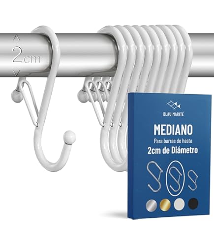 Ganchos En Forma De S - Juego De 16 Piezas, Blanco, De Plástico Y Acero, Para Colgar En Estantes O Rieles
