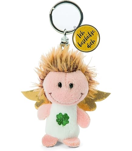 Schaffer 3197 Plüsch Schlüsselanhänger Engelbär, 11 cm, beige