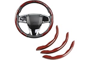 GIANT PANDA Funda de Volante de Fibra de Carbono de 3 Piezas, Ajuste Universal para Volantes Redondos y D, Antideslizante, Color Rojo