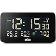 Braun Digital Radio Controlled Alarm Clock For Central European Time Zone (DCF) with Date, Month and Temperature Displayed, Negative LCD Display, Crescendo Beep Alarm, Black, BC10B-DCF.