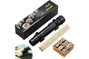 GENERIC Sushi bazooka sushi maker Kit With Sushi Rolling Mat,Sushi Roller Mold Food Grade Plastic Rice Vegetable Meat homemade Diy Sushi Making Kit Machine tool kitchen Utensils sushi molds press (black)
