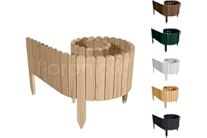 Floranica Rollborder Clôture Flexible en Bois de pin 200 x 10 cm Non-traité Bordure de Parterre de Gazon Décoration Clôture de Jardin Exterieur pour vergers Palissade en Bois
