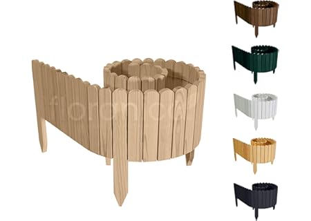 Floranica Rollborder Flexibelt trästaket 200 x 30 cm Obehandlad (Förkortningsbar) Tallträ Rabattkant - Amazon Deal & Rabatt