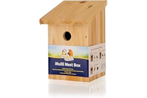WALTER HARRISONS Walter Harrison's Wooden Wild Bird House Garden Nest Box Multi Entrance - 25mm Hole/32mm Hole/Open Fronted