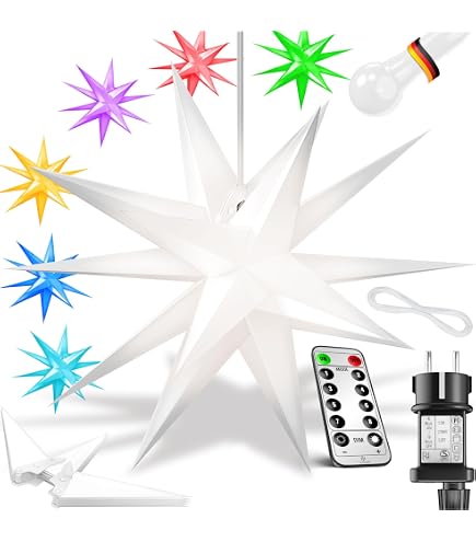 LED-Weihnachtsstern 3D, 55 Cm, 18 Zacken – Wetterfest Für Innen & Außen, Mit Fernbedienung & Timer
