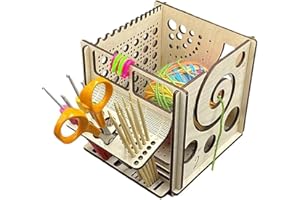 SHXIUMINY All-in-Ones Wooden Yarn Bowl,Multifunctional Knitting Tool,Multifunctional Yarn Holder,Yarn Bowls for Crochet,Yarn Storage Box Crochet Knitting Accessories,Gifts for Knitters