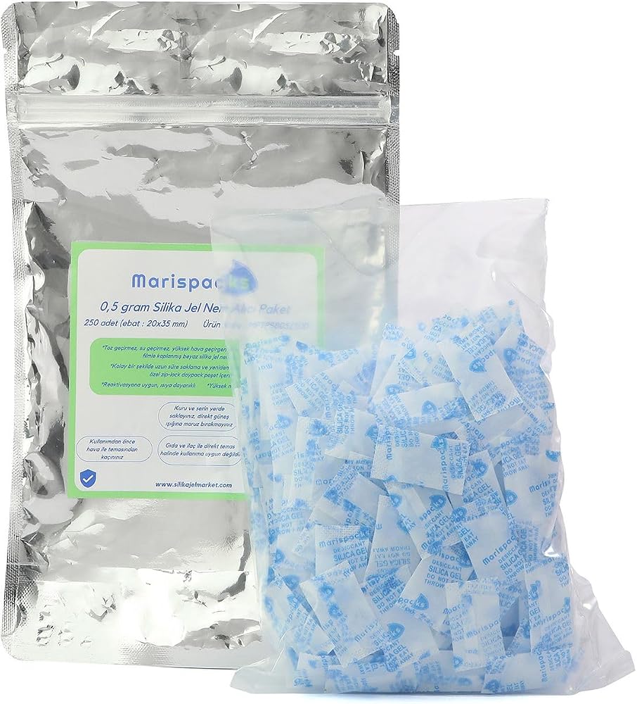 Marispacks 0,5 g x 250 adet silikajel nem alıcı paket (aihua paper, metalize doypack ambalajda)