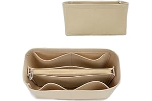 Mausouca Filz-Geldbörsen-Organizer mit Reißverschluss, Taschen-Organizer-Einsatz für Damen, perfekt für Tragetasche, Neverfull Tote (Beige, groß)