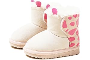 Fudaolee Stivali da Neve per Bambine e Ragazze Calda Foderati Stivaletti Carino Peluche Stivali Morbide Piatto Scarpe Invernali All'aperto Antiscivolo Boots