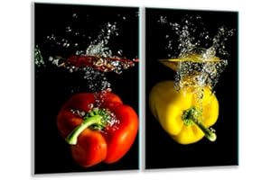 MCTIES QTA | Herdabdeckplatten Set 2x30x52 cm Ceranfeld Abdeckung Glas Spritzschutz Abdeckplatte Glasplatte Herd Ceranfeldabdeckung Schwarz Rot Paprika