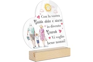 Putuo Decor Targa Decorativa in Acrilico per Nonni - Frase "Con la Vostra Guida Dolce e Sicura Io Divento Grande" - Regalo Sentimentale per Nonni - Decorazione da Tavolo con Design Famiglia