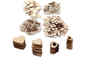 DRERIO Corazones de Madera Decorativos Discos de Madera con Forma de Corazón para Manualidades, Decoración de bodas, mesas, Navidad, cumpleaños, bautizos, día de San Valentín,500Pcs (4 Tamaños)