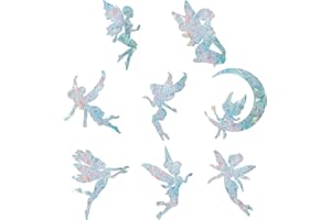 GORGECRAFT 16PCS Angelo Finestra Aderisce Fata Anti Collisione Arcobaleno Adesivi per Finestra per Uccelli Strike Decalcomanie Pellicola Prismatica Prismatica Non Adesiva per Porte Scorrevoli