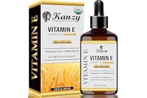 Kanzy Huile de Vitamine E Visage Cosmetique, D-Alpha-Tocophérol 100% Naturelle Vitamine E Huile Pour Cheveux, Visage et Corps, Anti-âge Anti Rides Vitamine E 60ml