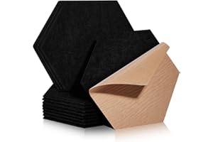 PAAUZOENG Lot de 12 panneaux acoustiques - Auto-adhésifs - Avec absorbeur de bruit - De forme hexagonale - Haute densité - Pour mur, plafond, bois et porte - 30 x 26 x 0,9 cm