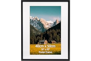 EYMPEU Marcos de Fotos 40x50, Negro para Cuadros de 28x43cm con Paspartú o de 40x50cm sin Paspartú, Apto para Colocar sobre la Mesa o Colgar en la Pared, Ideal para Decorar Dormitorios Salones