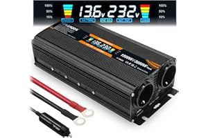 Yinleader Spannungswandler 12V 230V 1500 W / 3000 W Spannungswandler mit LCD-Display USB