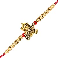 Vighnaharta Ganesh with Veena Gold and Rhodium Plated Alloy Rakhi for Lovely Brother-VFJ1111RKG