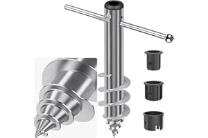 Dolibest Sonnenschirm Bodenhülse, 42cm Schirmhalter Bodendübel Strandsandanker Wäschespinne Bodenständer Terrassenschirm Einschraubhülse Ampelschirm Erdspieß für 3-5cm Stange mit Abnehmbarer Griff