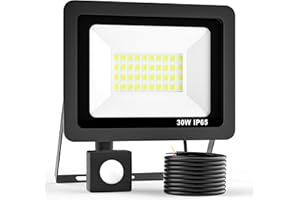 Realky 30W Fari Led da Esterno con Sensore di Movimento, IP65 Impermeabile Faretto Led Esterno 3000LM, 40LED 6500K Bianca Fredda - Fari Led Interna ed Esterna per Giardino Cortile Garage