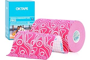 ‎OK TAPE OK TAPE Pro Kinesiologie Tape (5cm x 5m) Wasserfestes Hautfreundliche elastisches Kinesiotape für Knieschmerzen, Ellenbogen und Schulter (2 Rollen,Rosa)