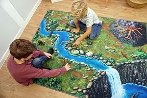 ‎SKIPPIDOO SkippiDoo Dinosaurier Spielteppich – Kinderzimmer-Teppich 160 x 120 cm, ideal für Spielfiguren, passend für Dinos wie z.B. Schleich®