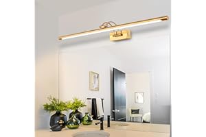 MantoLite LED Regulable Lámparas de Pared 20W,90CM Interior Iluminación para cuadros y expositores Cabeza Giratoria Lectura Lámpara,Latón Mate Baño Espejo Apliques de Pared 3000K/4000K/6000K