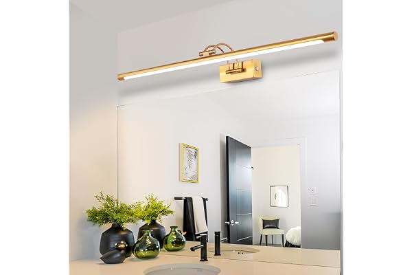 MantoLite Dimmable Applique Murale pour Tableaux et Vitrines, 90CM 16W LED Miroir Salle de Bains Lumière Pivotante Intérieur Éclairage,3000K/4500K/6000K Laiton Lampes de Lecture Lampe d'affichage