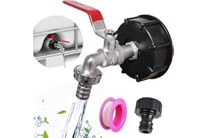 Bikasun IBC Auslaufhahn, 1000L Wassertank Wasserhahn aus Legierung Kugelhahn mit 1/2 Zoll Anschluss IBC Adapter für Wassertank Wasserhahn, Regenwassertank IBC Tank Zubehör