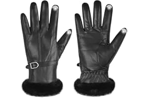 Harssidanzar Guanti in pelle da donna Guanti caldi invernali Guanti in pelle da abito Guanti in pelle foderati di pelliccia Guanti in pelle invernali SL022EU