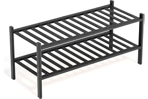 Skohylla Bambu – Smal Stackbar Skoförvaring Hall | BAM BOO BOX Skohylla i Bambu 2 Nivåer 68x29x32cm – Platsbesparande Smal Skoförvaring för Hall och Garderob