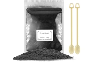 HIEBUM 100g Poudre de Mica - Colorant Résine Époxy Métalliqu Pigment Résine Époxy, Colorant de Savon, Colorant en Poudre pour La Fabrication de Résine, Bijoux, Savon,Slime, Bombes, Bain, Bougies (100g Noir)