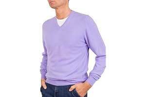 Marenza Scollo V Uomo Manica Lunga Misto Cashmere Seta Made in Italy