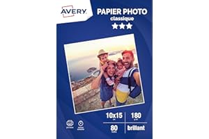 Avery 80 arkuszy błyszczącego papieru fotograficznego 10 x 15 cm, druk atramentowy, klasyczny, 180 g/m ²